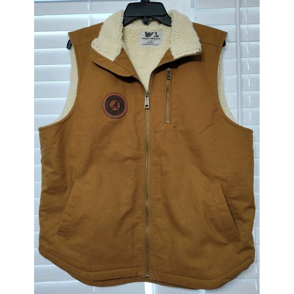 Wells Lamont Canvas Sherpa Lined Brown Men's Work Vest Size Large 42-44 Alabama